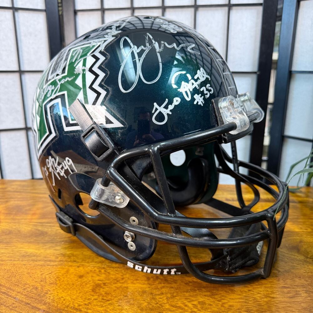 Hawaii Rainbow Warriors NCAA Full Sized Helmet Signed Display Only Autographed